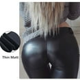thumbnail image 6 of Super Elastic Brushed Stretchy Black Tight Leggings Trousers PU Leather Pencil Pants Skinny High Waist Yoga Pants M BRUSHED, 6 of 8