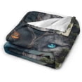 thumbnail image 2 of Mystic Wolf Red and Blue Eyes Fleece Blanket Throw Lightweight Blanket Super Soft Cozy Bed Warm Blanket for Living Room/Bedroom All Season,Gift,60"x50", 2 of 6