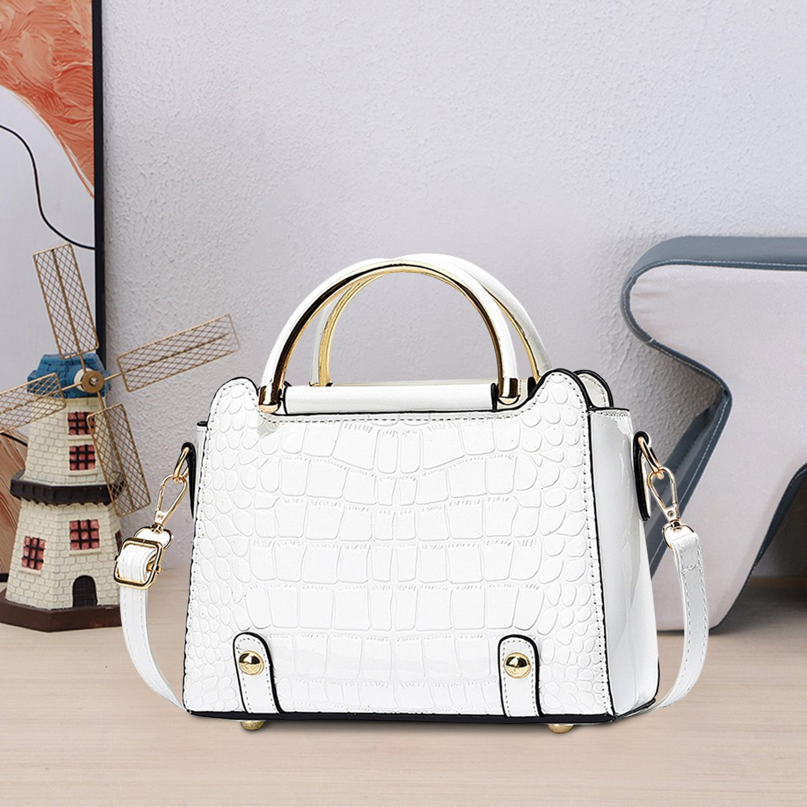 LONGshukeji Crocodile Crossbody Shoulder Bags for Women, Trendy Purse for Phone, Womens Top Handle Clutches Handbags