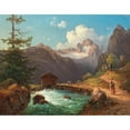 thumbnail image 2 of Edmund Mahlknecht 18x15 Black Ornate Wood Framed Double Matted Museum Art Print Titled - A View of the Dachstein Massif, 2 of 5