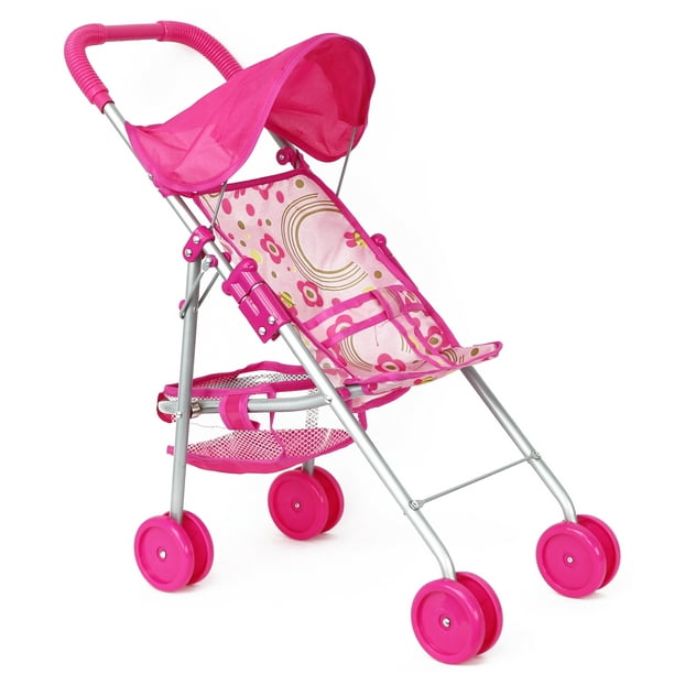 Lollipop Girls Foldable Doll Stroller with Hood and Basket Walmart