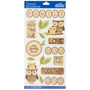 Sticko Solid Classic Brown Wood Family Stickers, 15 Piece