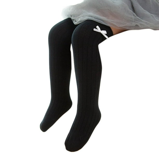 Knee High Stockings for Girls Cable Knit Cotton Tights Pantyhose Leggings  Thick Keep Warm Infant Toddler Kids Children School Socks Black S 