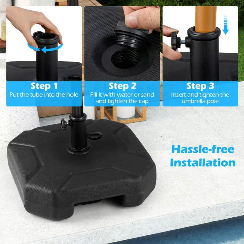 Yardi Yarda 17 Inch 88 LBS Heavy-Duty Fillable Umbrella Base, Umbrella Base with Handle for Outdoor as Yard, Black