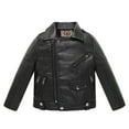 thumbnail image 2 of LFEOOST Children Faux Leather Motorcycle Jacket Kids Zipper Fleece Leather Coats Black 110, 2 of 9