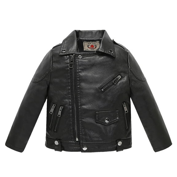 Winter Coat for Baby Fashion Kids Coat Baby Boys Thick Coat Winter Motorcycle Jackets New Fall Jackets Winter Outerwear Black 100