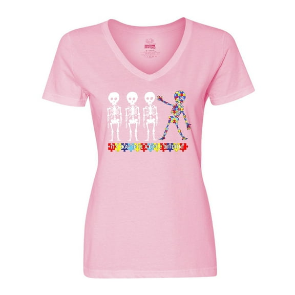 Inktastic It's Okay to Be a Little Different Autism Awareness Women's V-Neck T-Shirt