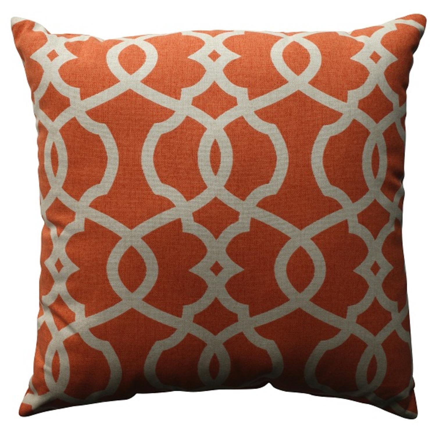 18" Citrus Orange Scrolling Decorative Throw Pillow