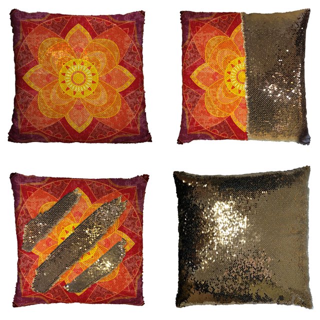 Funda de almohada ABPHQTO Mandala Paisley Damask Reversible Sirena 50x50 cm con lentejuelas Decoración del hogar