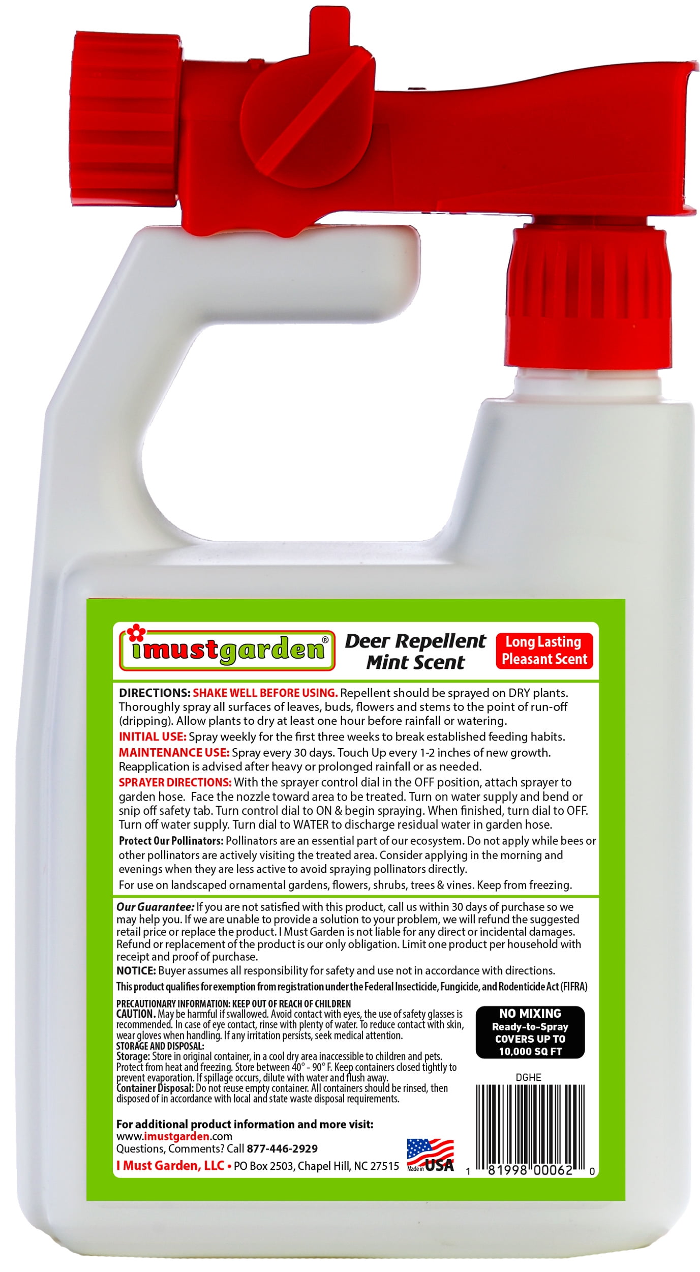 I Must Garden Deer Repellent: Mint Scent - 32oz Hose End Concentrate