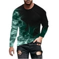 thumbnail image 2 of Zylanna Men's Long Sleeve T-Shirts, Crew Neck Loose Homewear Printed Casual Tops for Men Green, 2 of 3
