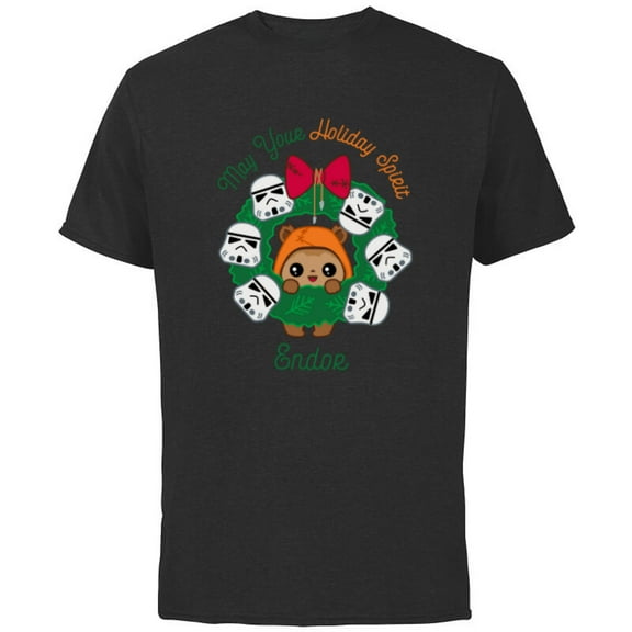 Star Wars Ewok Christmas May Your Holiday Spirit Endor Cute - Short Sleeve Cotton T-Shirt for Adults - Customized-Black