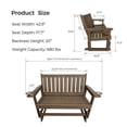 thumbnail image 5 of Innovaze Poly Lumber Patio Glider, Durable HIPS Material, Weather-Resistant Swing Bench for Outdoor Porch Garden (Deep Brown, 2-Seater), 5 of 10
