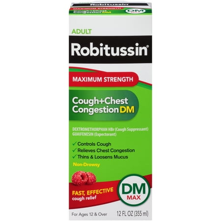 Robitussin Adult Max Strength Cough + Chest Congestion DM Max Non-Drowsy, 12 Fl (The Best Cough Syrup For Dry Cough)
