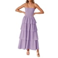 thumbnail image 6 of Aellinatey Women‘s Maxi Dress Casual Sleeveless Off Shoulder Smocked Tiered Beach Long Sundress, 6 of 20