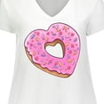 thumbnail image 4 of Inktastic Heart Shaped Donut with Pink Icing and Sprinkles Women's Plus Size V-Neck T-Shirt, 4 of 5