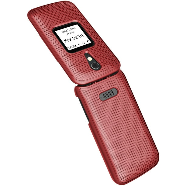 Alcatel Smartflip Case, Go Flip 3 Case, Nakedcellphone [Teal Mint Cyan] Cover [Grid Texture] for Alcatel Go Flip 3, Alcatel Smartflip Phone (2019)