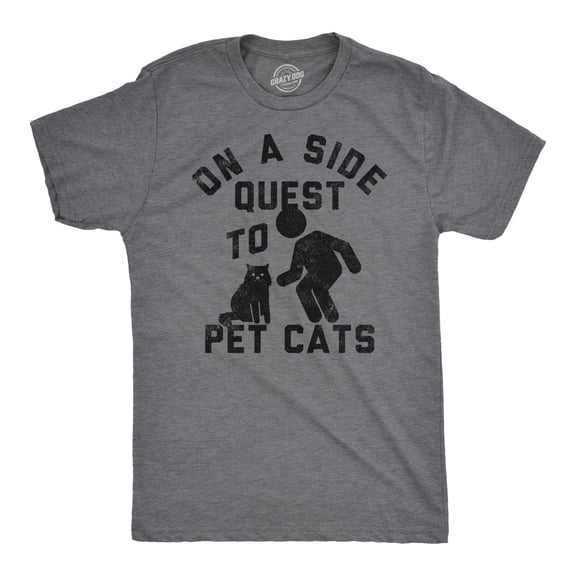 Mens Funny T Shirts On A Side Quest to Pet Cats Sarcastic Kitten Graphic Tee for Men Graphic Tees