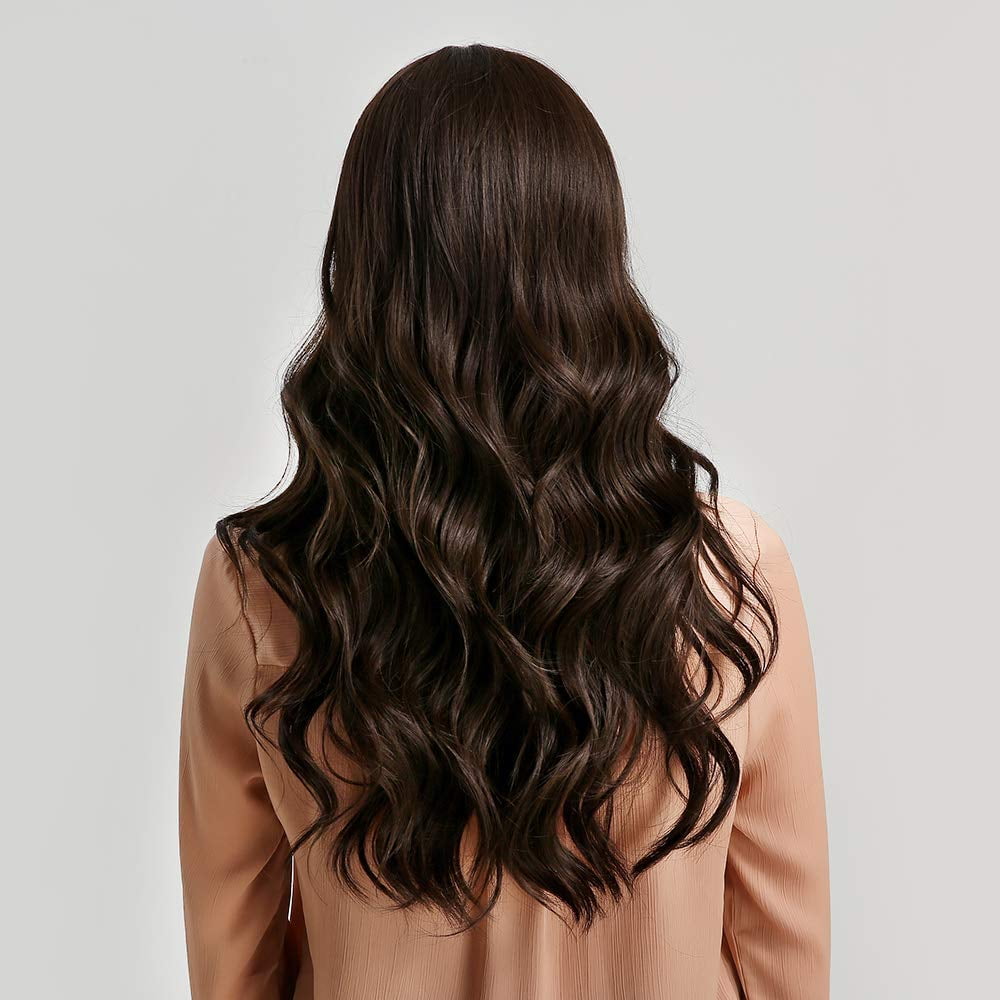 long wavy brunette wig