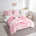 thumbnail image 3 of Castle Fairy Kawaii Axolotl Salamander 7 Pieces Bedding Comforter Set for Preppy Child,Pink Bling Glitter Full Bedding Set Lightweight,Cartoon Animal Fitted Sheet Flat Sheet,Lightweight Room Decor, 3 of 8
