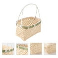 thumbnail image 2 of MLINS 2pcs Handmade Woven Bamboo Basket Household Portable Storage Basket Flower Basket for Camping Picnic, 2 of 8