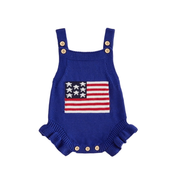 BemeyourBBs Newborn Baby Girl Boy 4th of July Outfit Independent Day Patriot Clothes Knit Sweater Romper Overalls Flag Sleeveless Bodysuit Jumpsuit Infant Baby Girl Boy Summer Clothes
