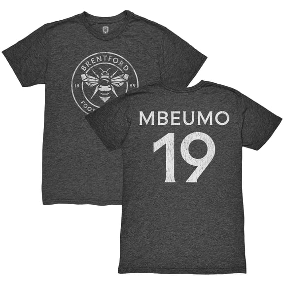 Men's 1863FC Bryan Mbeumo Black Brentford FC Player Vintage Tri-Blend T-Shirt