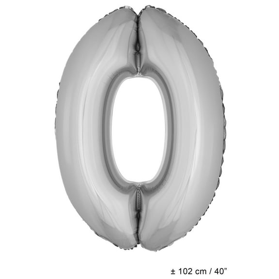 Funny Fashion Number 0 Solid Helium Quality Metallic Silver 40" Graduation Number Foil Jumbo Shape Balloon