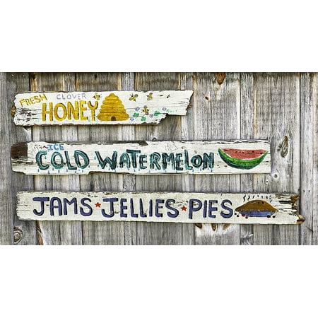 Canvas Print Cherry Pie Vintage Farmer's Market Sign Jelly Stretched Canvas 10 x (Best Breakfast Pike Place Market)