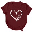 thumbnail image 1 of Hyknon Hauts pour Femmes Été Amoureux T-shirt Imprimé Col Rond Manches Courtes Haut Doux Pull Polyvalent pour Sortir, 1 of 4