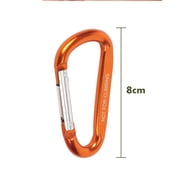 Ozark Trail Aluminum Spring-Loaded D-Shaped Carabiners, 8 cm, Orange, 2 Count
