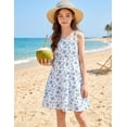 thumbnail image 3 of Oudiya Girls Summer Sundress Spaghetti Strap Boho Cami Ruffled Tiered Dresses Casual Midi Party Dress, 5-13Y, 3 of 7