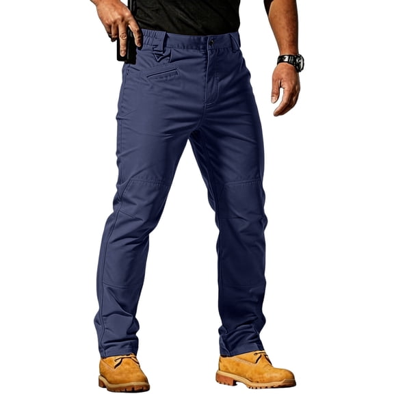 Men's Tactical Cargo Pants Water Resistant Ripstop Fabric Lightweight Outdoor Hiking Work Pants With Multi Pockets,Navy,XXL