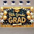 thumbnail image 5 of Chalkboard Style Next Stop High School Banner Hand-drawn Design High School Graduation Display Graduation Cap  Globe Decoration School Transition Backdrop for High School Graduation Party 8th Grade, 5 of 8