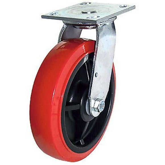 8 in. Polyurethane Mold on Swivel Caster&#44; Red