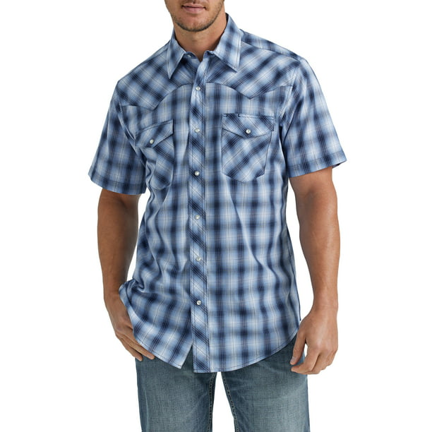 Wrangler® Men's and Big Men's Regular Fit Short Sleeve Western Shirt ...