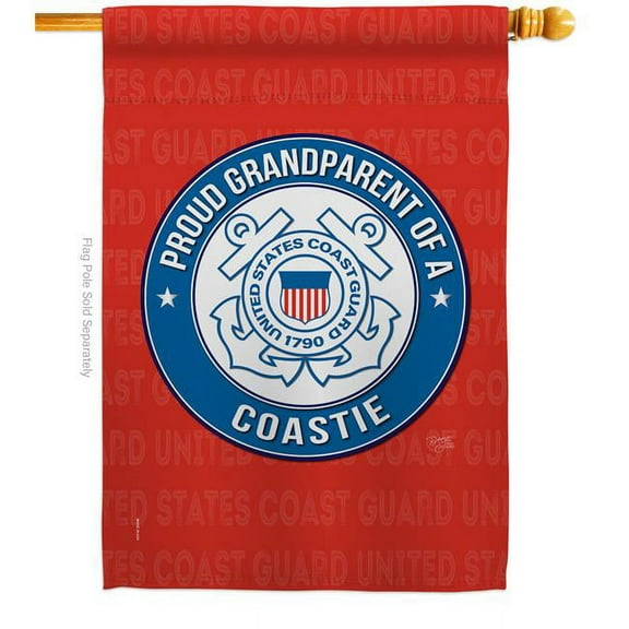 Breeze Decor  Proud Grandparent Coastie House Flag Armed Forces Coast Guard 28 x 40 in. Double-Sided Decorative Vertical Flags for Decoration Banner Garden Yard Gift