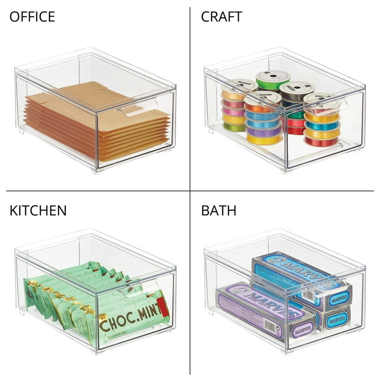 MDesign Stackable Kitchen Storage Bin Box with Pull-Out Drawer