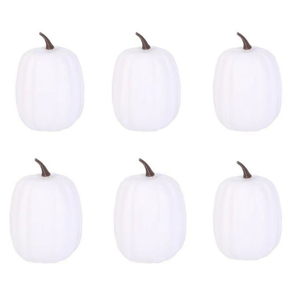 Pack of 6 Foam Artificial Pumpkin Halloween Artificial Craft White Pumpkin Garden Supply Desk Home Figures Decorations