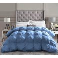 thumbnail image 2 of DNG Creations 3 Piece Luxury Pinch Pleated Comforter Set Premium 800 Thread Count 100% Egyptian Cotton-Oversized Queen Size, Solid Medium Blue Color, 2 of 5