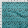 thumbnail image 3 of oneOone Cotton Cambric Teal Blue Fabric Geometric|Leaves & Floral Block Craft Projects Decor Fabric Printed By The Yard 56 Inch Wide, 3 of 4