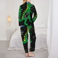 thumbnail image 5 of Kll Space Dino Cartoon Black Print Women'S Long Sleeve Pajamas With Pants Sleepwear Loungewear 2 Set-Large, 5 of 9