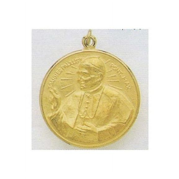 14K Gold Pope John Paul II Religious Medal - Solid 14k Yellow Gold, 2/3" (17.0mm)