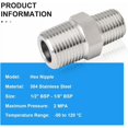 thumbnail image 3 of Stainless Steel Pipe Fitting, 1/2" X 1/8" Reducing Hex Nipple, Male BSP Threaded, High Quality Stainless Steel Corrosion Resistance, Quick Connection By Direct Screwing, 3 of 5