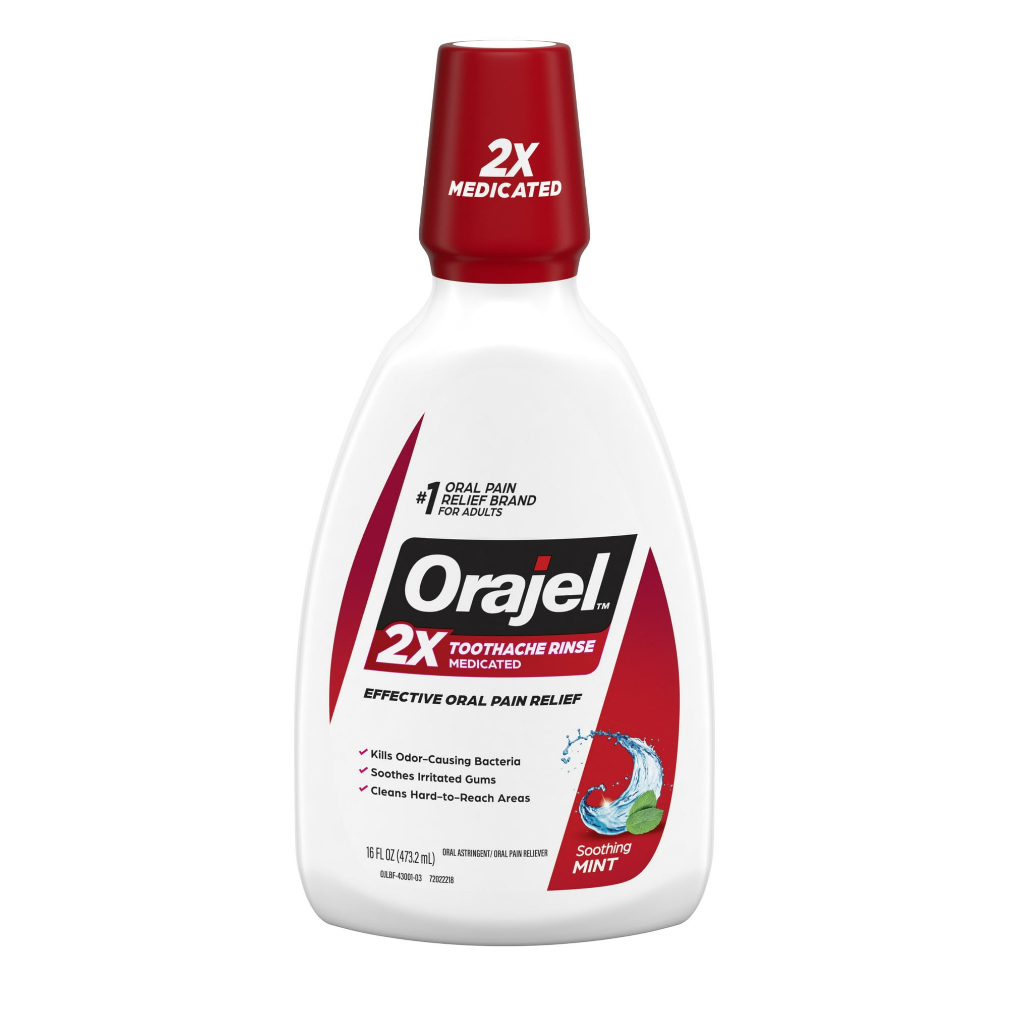 Orajel Toothache Rinse, Pain Relieving Analgesic & Astringent Oral Rinse, Soothing Mint, 16 fl oz