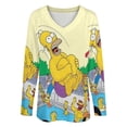 thumbnail image 4 of Simpsons Womens T Shirts V Neck Long Sleeve Tops Causal Loose Summer T-Shirts 4XL, 4 of 7