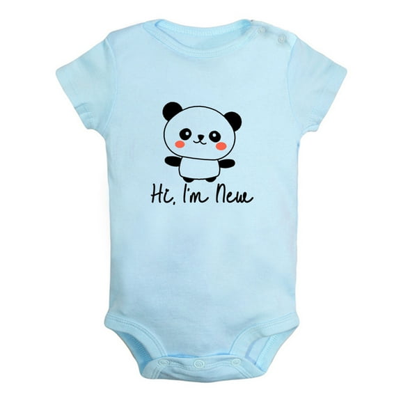 Hi, I'm New Funny Rompers For Babies, Newborn Baby Unisex Bodysuits, Infant Jumpsuits, Toddler 0-12 Months Kids One-Piece Oufits (Blue, 6-12 Months)