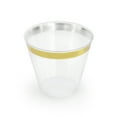 thumbnail image 4 of Elama 600 Piece Disposable Plastic Dinnerware Party Set for 100 Guests in White with Gold Trim, 4 of 4