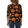 thumbnail image 3 of Abcomgle Girls Halloween T-Shirt Spooky Pumpkin Face Graphic T Shirts for Girls Crewneck 3/4 Sleeve T-Shirts for Girls Fall Funny Scary Tee Top Girls,3-4 Years, 3 of 5