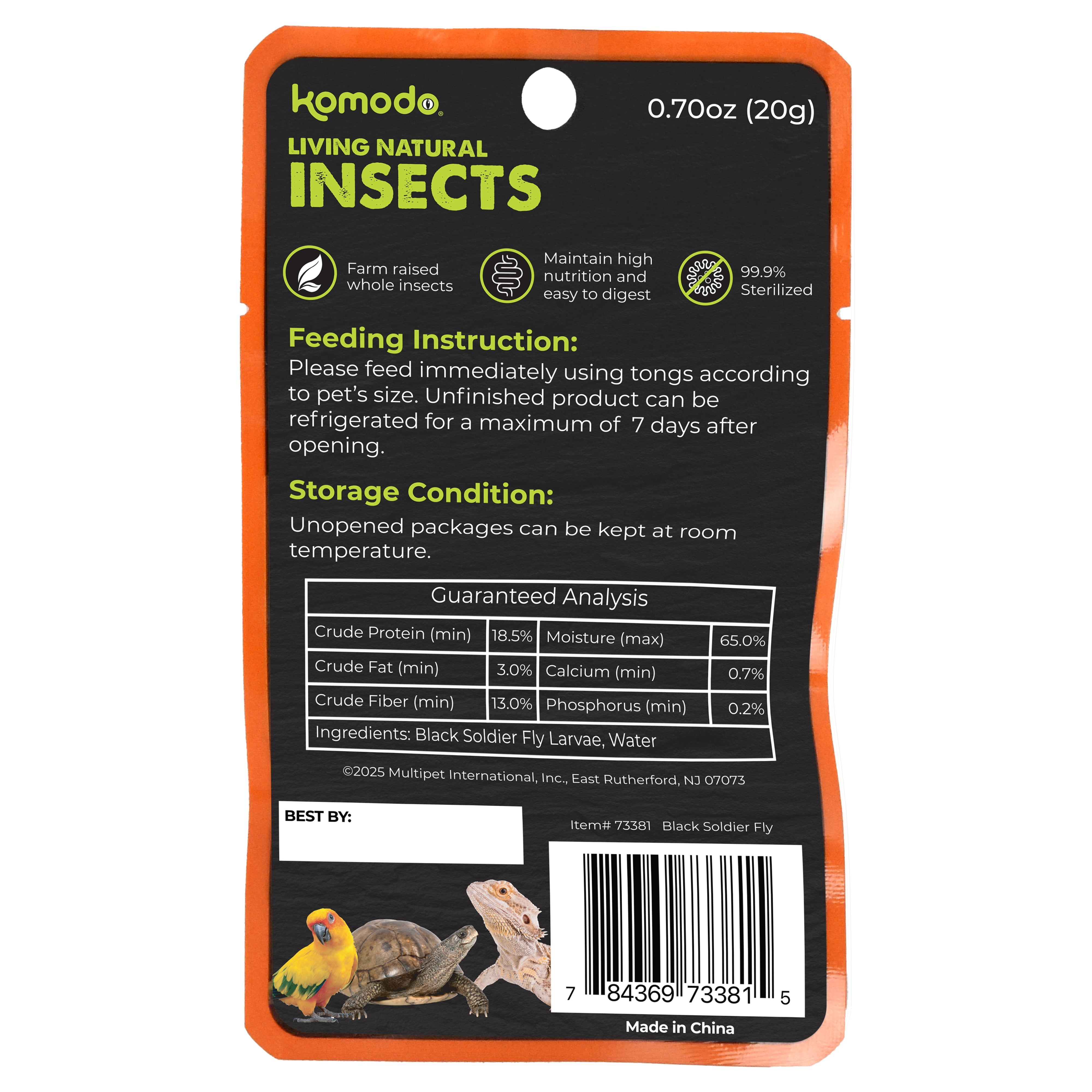 (4 pack) Komodo Black Soldier Fly Larvae Reptile Food